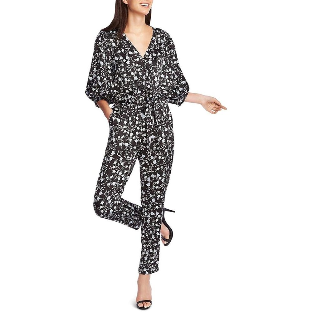 1.STATE Womens Tie Waist Floral Print Jumpsuit - Small - NWT